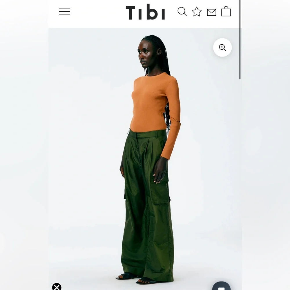 Tibi Olive Green Nylon Cargo Pants - Picture 6 of 9